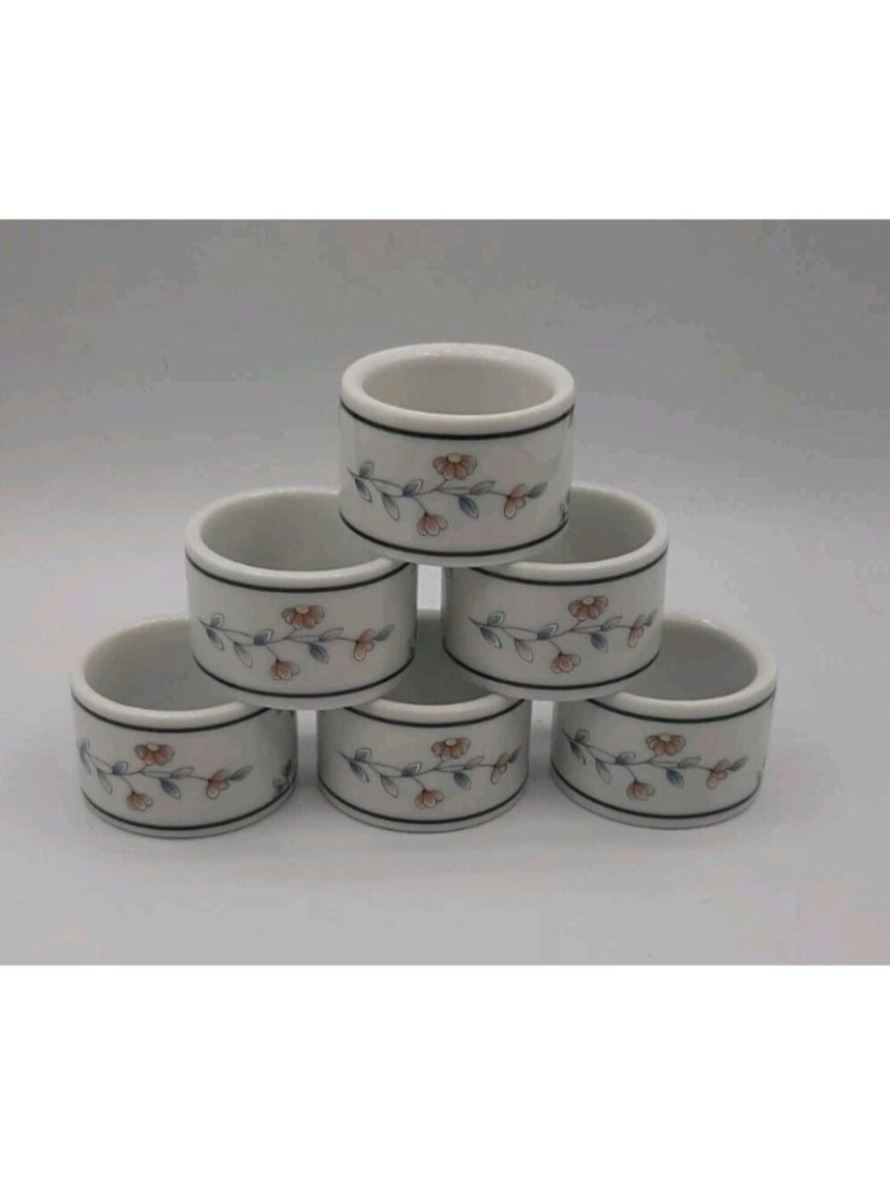 Vintage Princess House Heritage Blossom Napkin Rings Set Of 6 Porcelain Japan